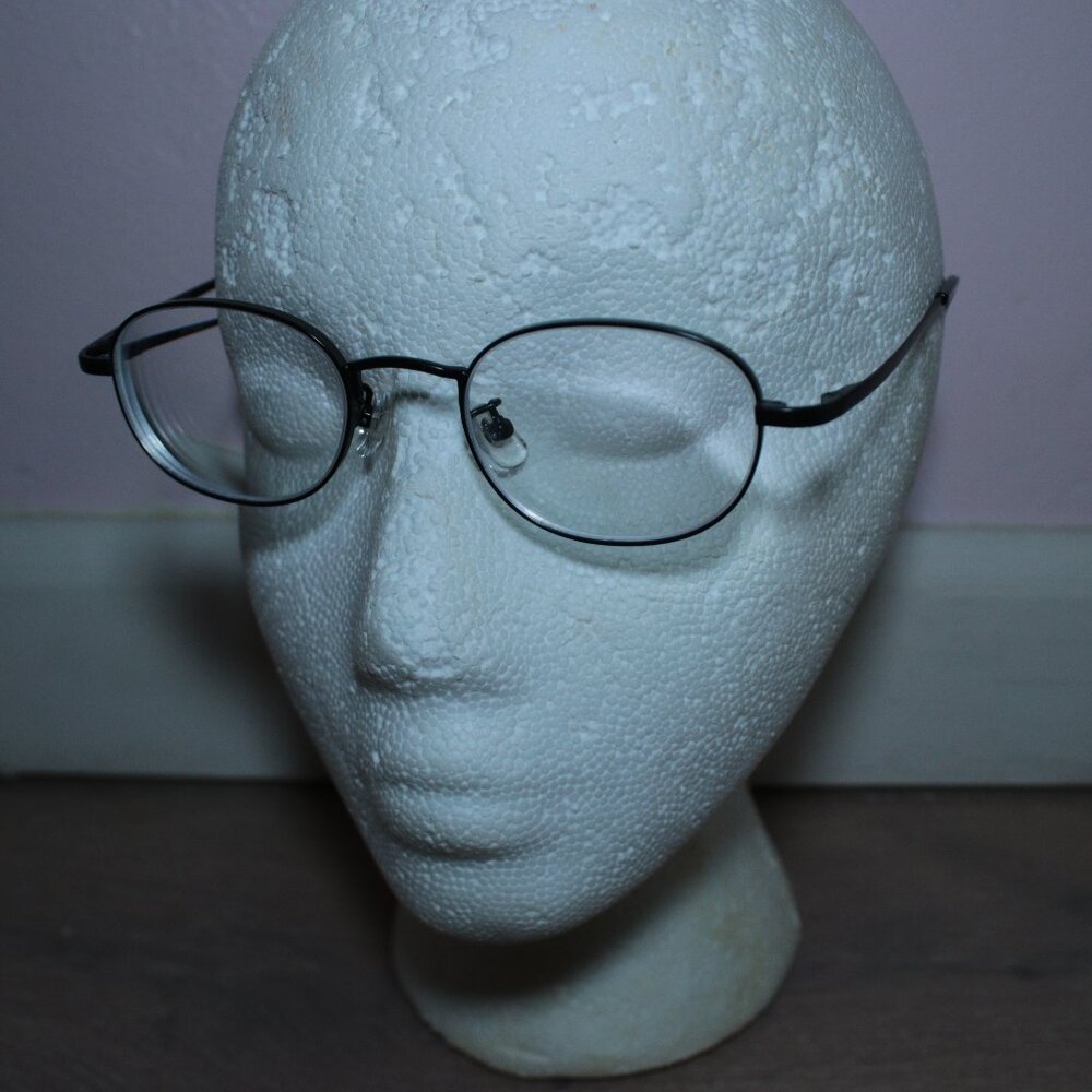 Unbranded Black Metal Oval Small Eyeglasses Frames, Y2K/2000s, Minimal